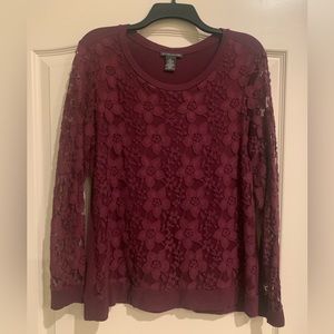 Adrianna Papell Burgundy Long Sleeve top